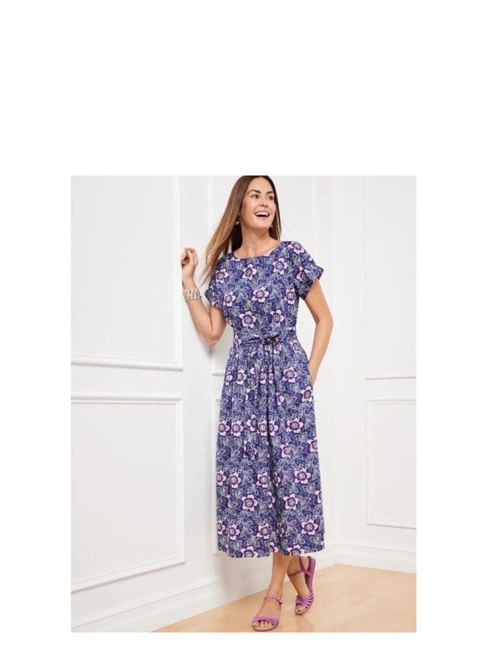 NWT Talbots Poplin Fit & Flare Dress - Lexington Floral 100% Cotton